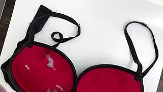 Cum on wifes black bra