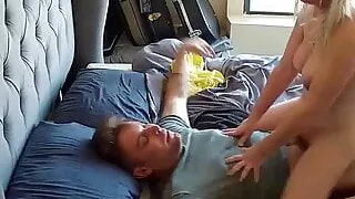 Hot blonde milf caught cheating riding a stranger's cock