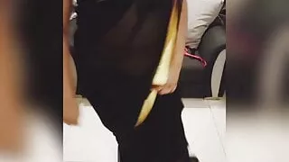 Sexy Black Saree Striptease