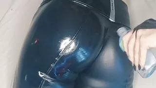oily massage in my leather leggings