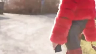 Walking in red boots