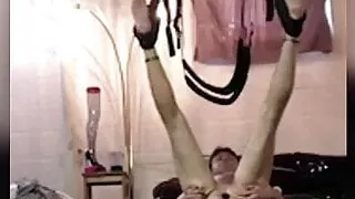 LiveNLove IN A SEX SWING GAPES HIS ASSHOLE
