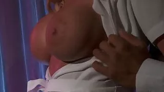 Blondie strips and sucks guy's tool wearing her heels