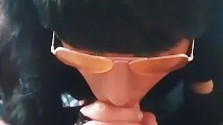 Nylon face sucking cock