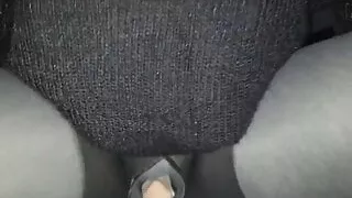 Woman in sweater rides till orgasm.