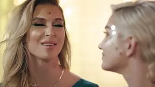 Tattooed milf and her busty stepdaughter fuck one last time