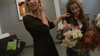 Ginger cunt slut rides dick while blonde is watching