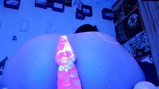 Neon webcam show - Masturbation with a big dildo and anal