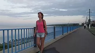 Walking by embankment of Khvalynsk city