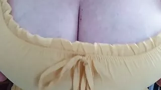 Agathe squeezing her boobs