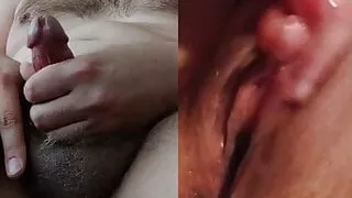 Big clit vs Small Dick – masturbation and cum