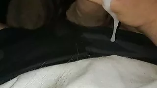 Sissy crossdresser morning wood cumshot