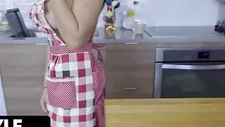 Busty Milf Gets Pounded On The Kitchen Floor By Her Stepson