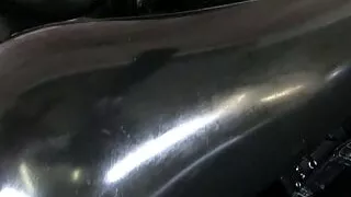 Latex lesbian kissing and fingering in catsuits