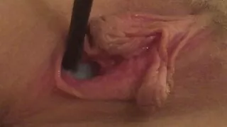 Wife pulls jiggle balls from tight pussy