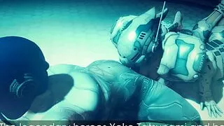 Space girl does Blue Man Alien in space