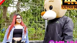 Rosario is horny on the street and fucking Milky Bear