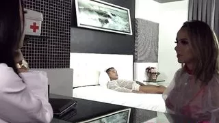 transsexual  nurse nataly souza letranssexual  a desperate couple share her cock