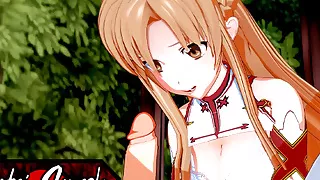 Asuna and Kirito do 69 before she rides his face. SOA Hentai