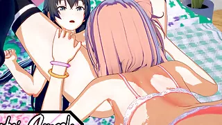 Yuigahama Yui eats out Yukinoshita until she orgasms.
