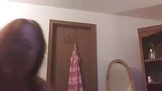 Mature girlfriend  rides in blue lingerie