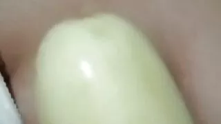 Horny girl sucking cucumber