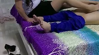 CFNM Footjob and orgasm