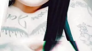 Playing with my tits and my nipples