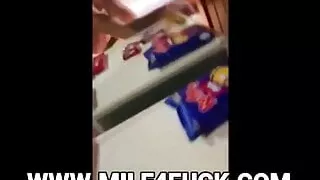 Sexy milf records while pounded