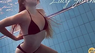 Very hairy babe Lucy Gurchenko swimming nude