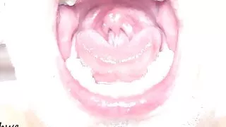 Delicious wide open mouth with lots of saliva