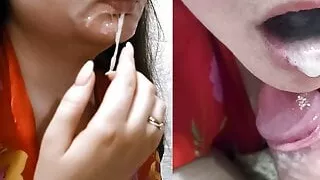 Twice cum on face and in mouth. Deep suck and ate the sperm