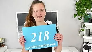 Czech teen at her first casting