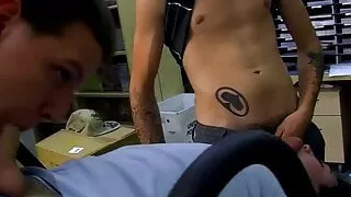 Adorable gay Rad Matthews blows two dicks in hardcore 3way