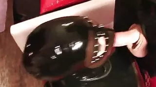 Schokomaus latex hood slut blowjob and fuck