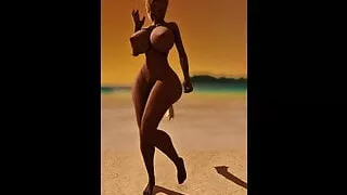 My miqo dancing on the beach