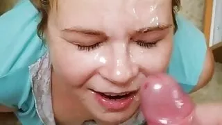 Russian wife blowjob and facial