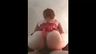 I like to ride his massive cock with my big fat ass