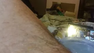 Shaving balls with cum