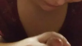 tatted milf takes a load in her mouth