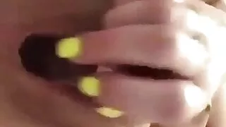 Juicy pussy drilling with dildo