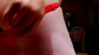 Jerking off in my New sexy red panties