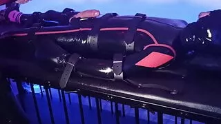 Edging & huge orgasm for the rubber slave