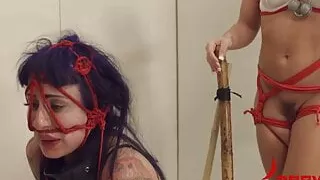 Bound bdsm slave trio anally rammed, degraded and buttplugged