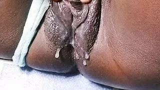 Wet big black fat pussy play