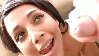 Double cumshot on her face