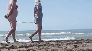 Slave training on the beach