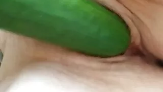Scottish MILF playing with Cucumber – Close-up of pussy