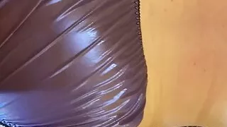 Fucking my panty friend in purple satin panties.