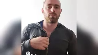 Muscular guy is jerking off in home